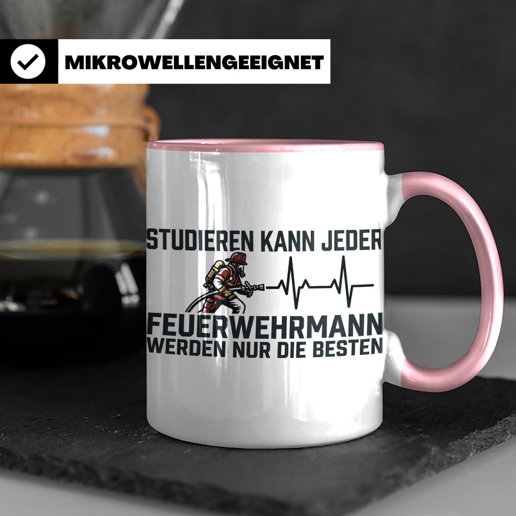 Feuerwehrmann Tasse mit Spruch Nur die Besten | Geschenk für – Rosa [farbe:rosa]