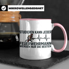 Feuerwehrmann Tasse mit Spruch Nur die Besten | Geschenk für – Rosa [farbe:rosa]