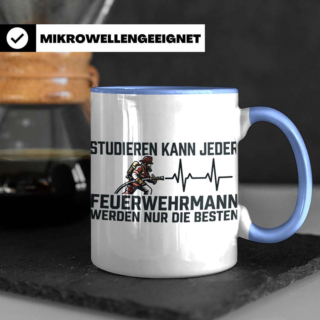 Feuerwehrmann Tasse mit Spruch Nur die Besten | Geschenk für – Blau [farbe:blau]