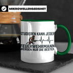 Feuerwehrmann Tasse mit Spruch Nur die Besten | Geschenk für – Grün [farbe:grün]