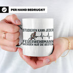 Feuerwehrmann Tasse mit Spruch Nur die Besten | Geschenk für – Weiß [farbe:weiß]