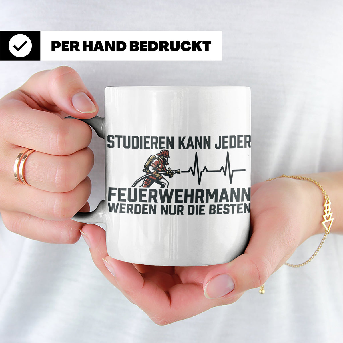 Feuerwehrmann Tasse mit Spruch Nur die Besten | Geschenk für – Weiß [farbe:weiß]