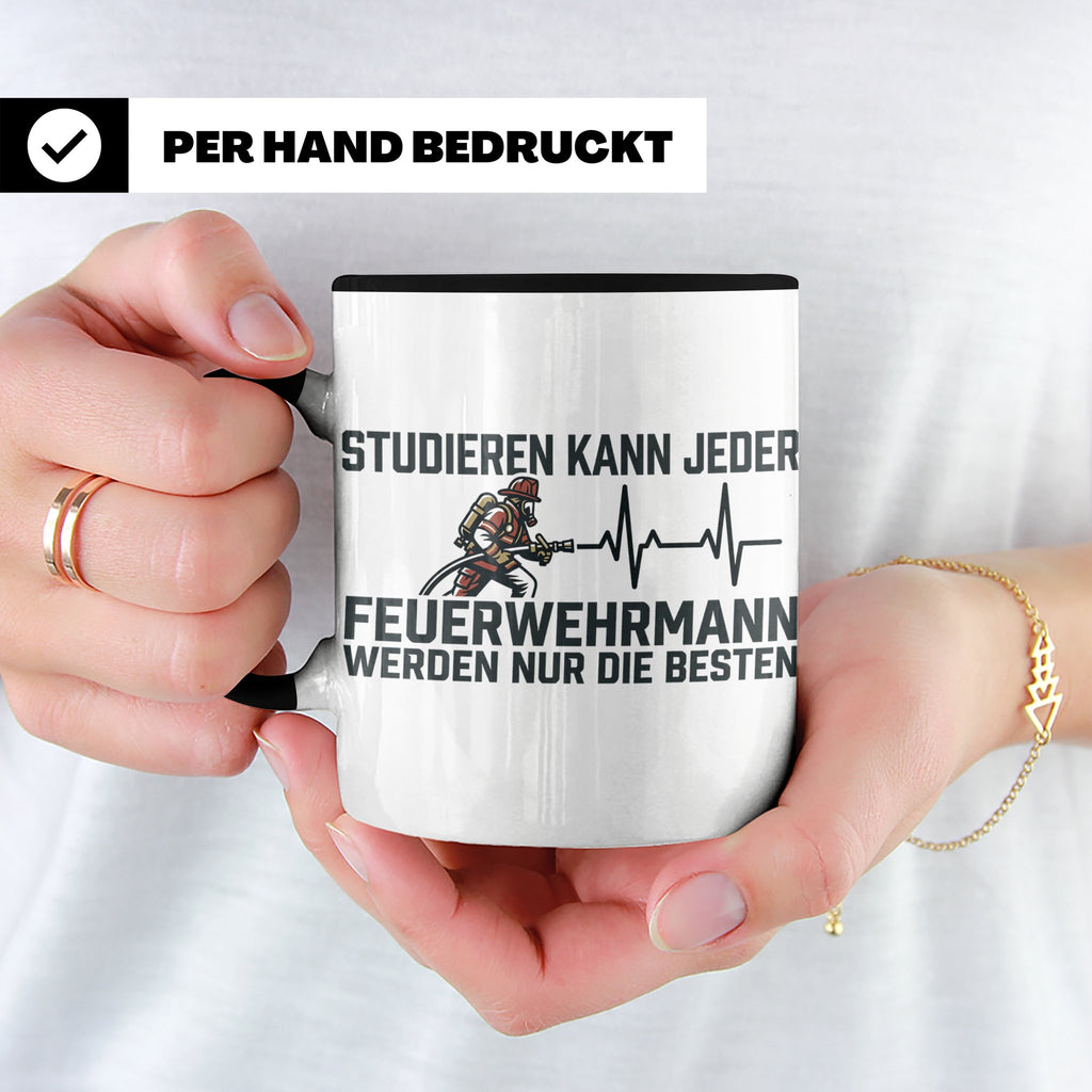 Feuerwehrmann Tasse mit Spruch Nur die Besten | Geschenk für – Schwarz [farbe:schwarz]