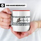 Feuerwehrmann Tasse mit Spruch Nur die Besten | Geschenk für – Rot [farbe:rot]