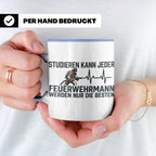 Feuerwehrmann Tasse mit Spruch Nur die Besten | Geschenk für – Blau [farbe:blau]