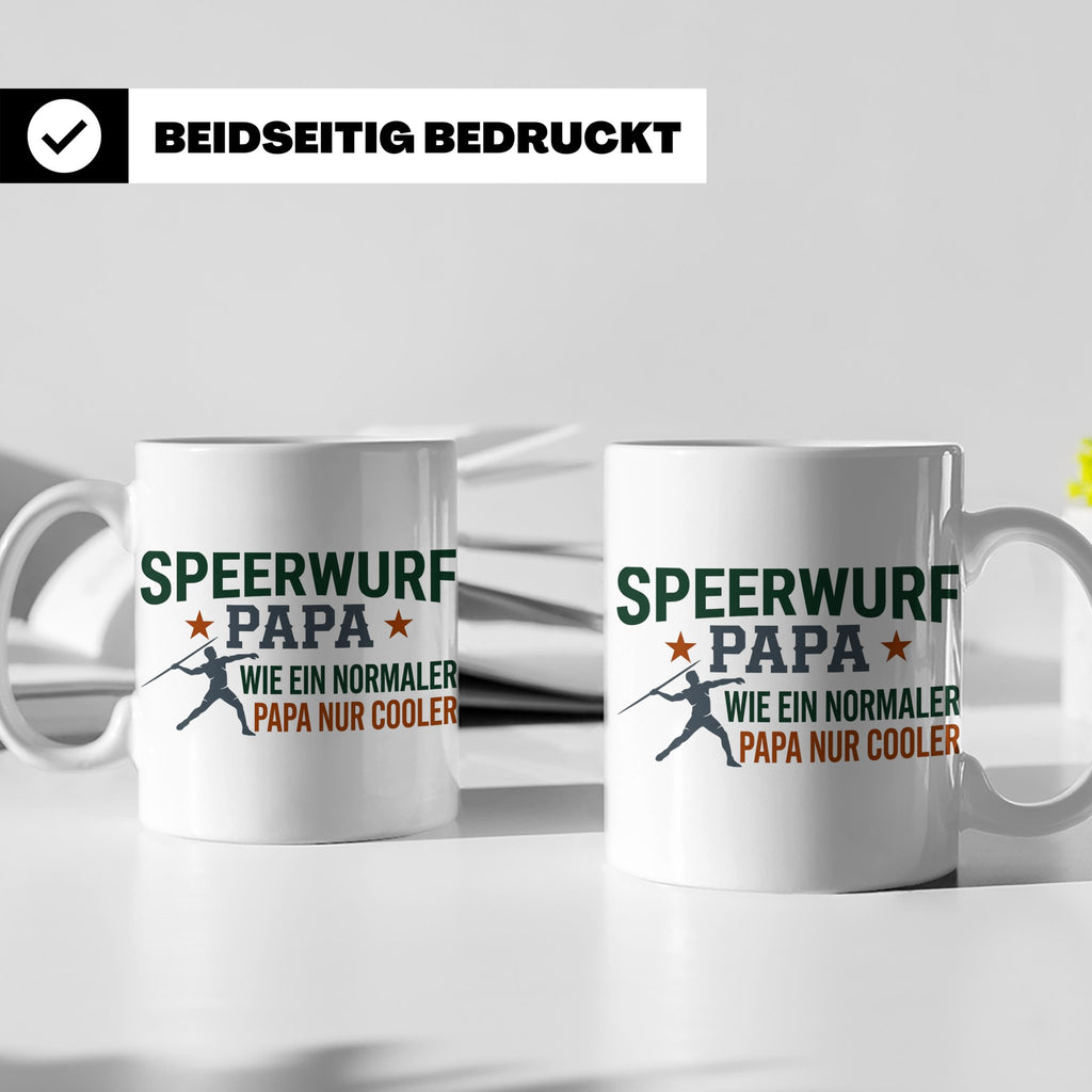 Speerwurf Papa Tasse | Geschenk für Speerwerfer Vater | Leic – Weiß [farbe:weiß]