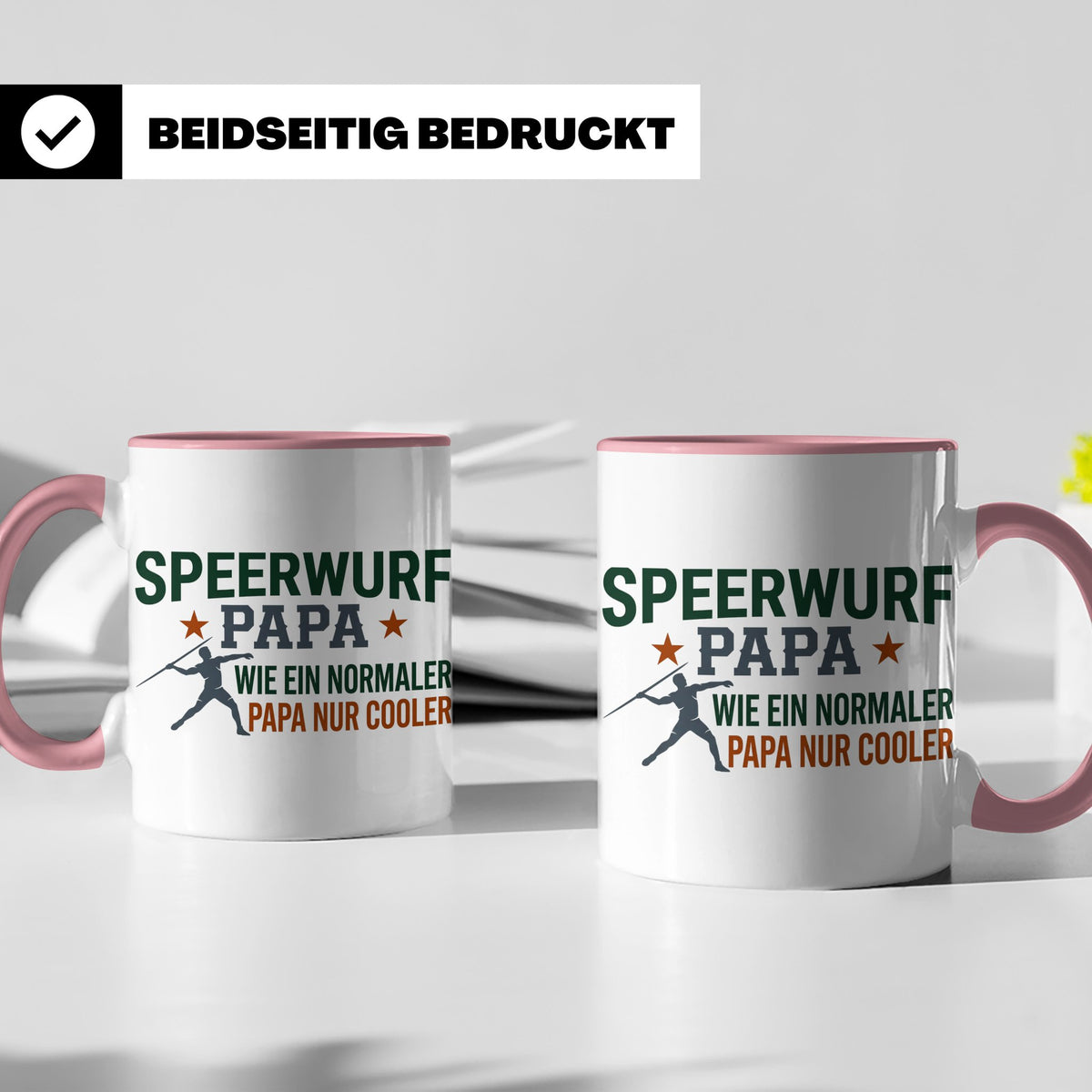 Speerwurf Papa Tasse | Geschenk für Speerwerfer Vater | Leic – Rosa [farbe:rosa]