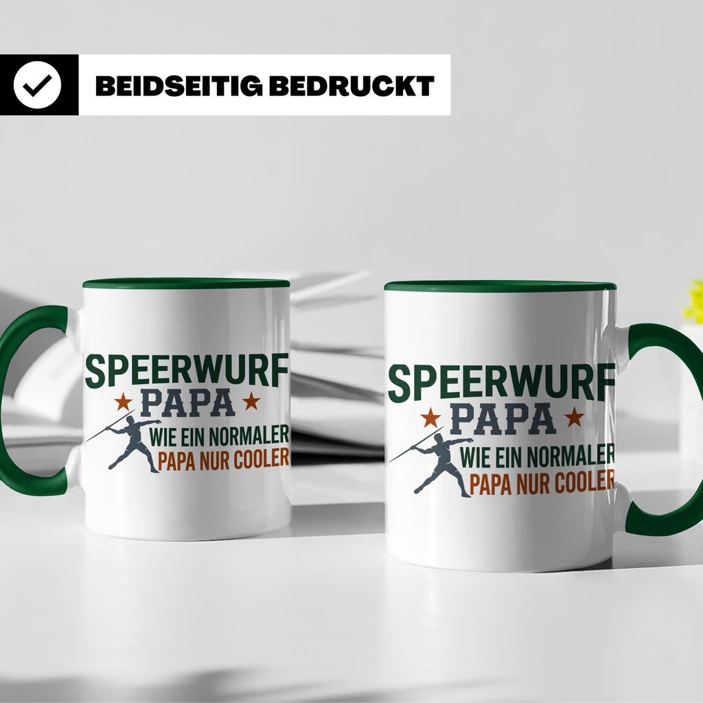 Speerwurf Papa Tasse | Geschenk für Speerwerfer Vater | Leic – Grün [farbe:grün]