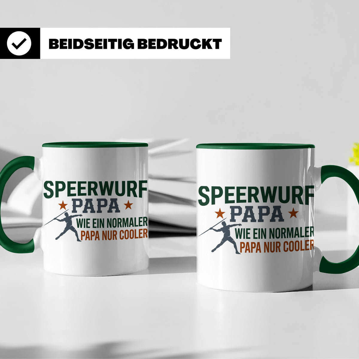 Speerwurf Papa Tasse | Geschenk für Speerwerfer Vater | Leic – Grün [farbe:grün]