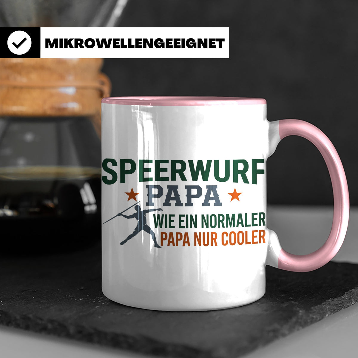 Speerwurf Papa Tasse | Geschenk für Speerwerfer Vater | Leic – Rosa [farbe:rosa]