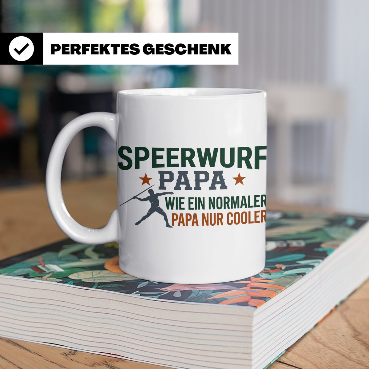 Speerwurf Papa Tasse | Geschenk für Speerwerfer Vater | Leic – Weiß [farbe:weiß]