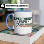 Speerwurf Papa Tasse | Geschenk für Speerwerfer Vater | Leic – Blau [farbe:blau]