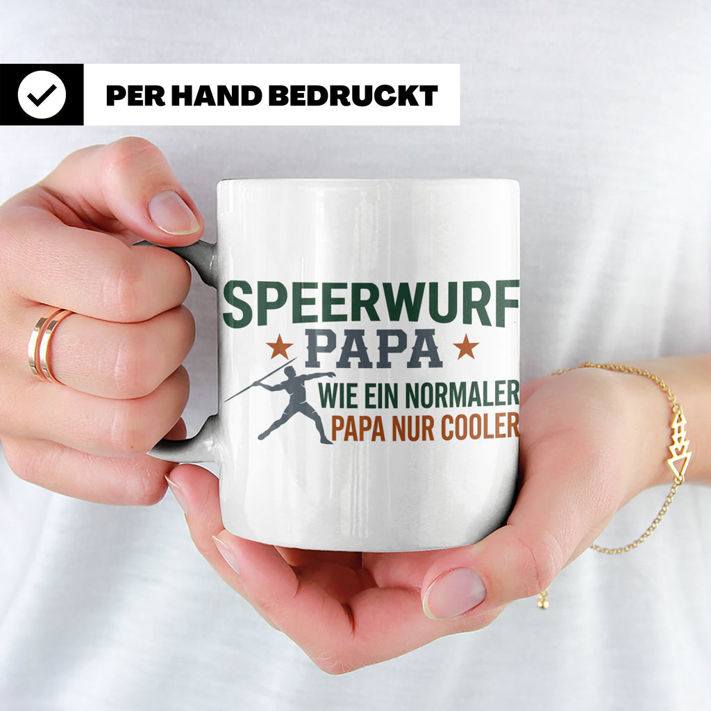 Speerwurf Papa Tasse | Geschenk für Speerwerfer Vater | Leic – Weiß [farbe:weiß]
