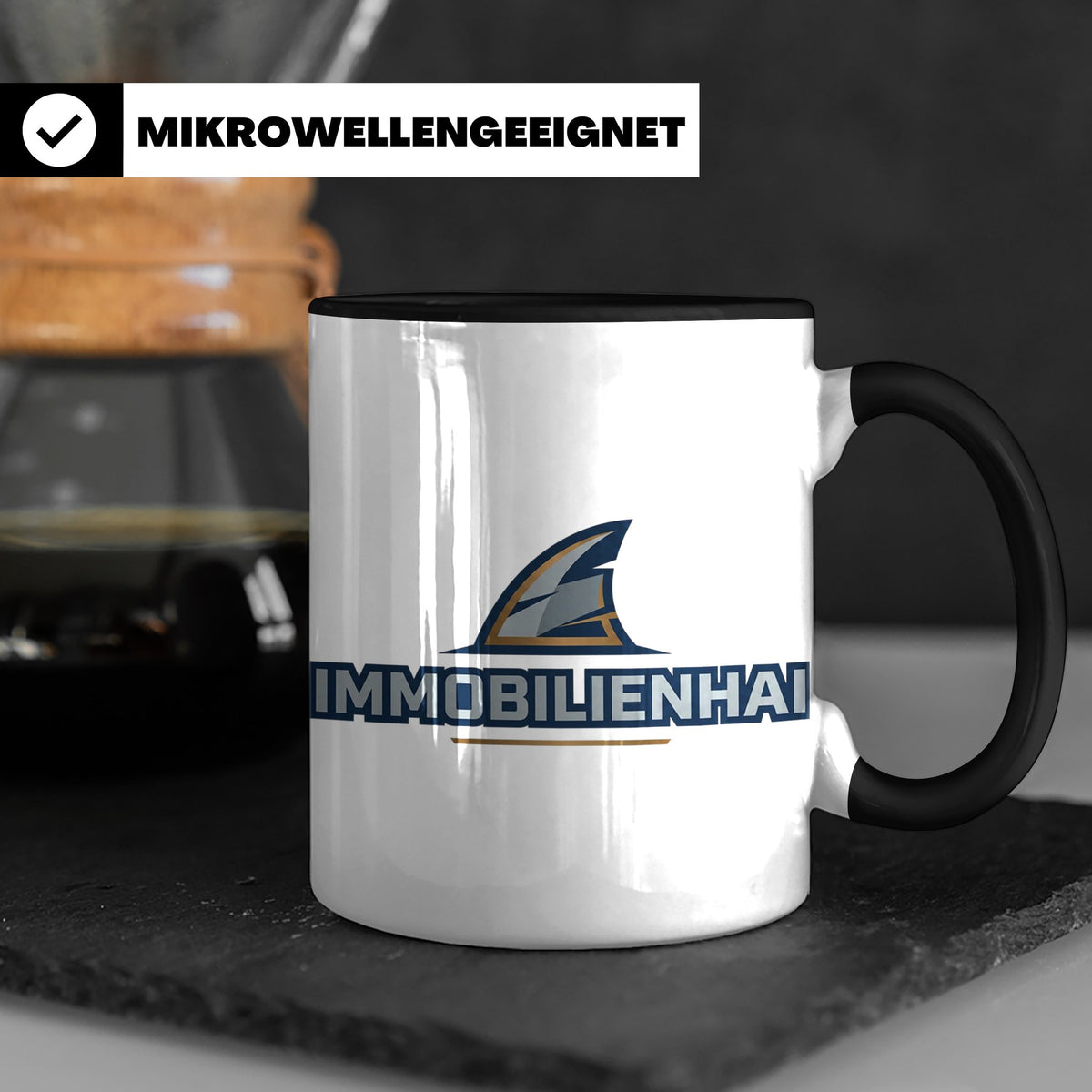 Immobilienhai Tasse für Makler & Investoren, Kaffeebecher fü – Schwarz [farbe:schwarz]