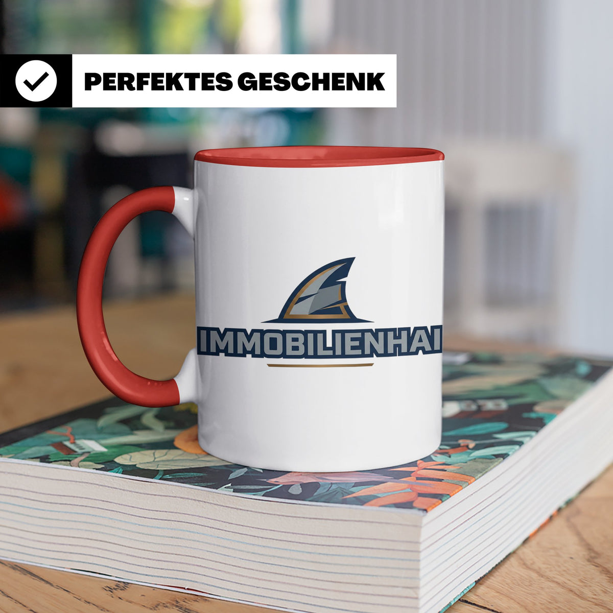 Immobilienhai Tasse für Makler & Investoren, Kaffeebecher fü – Rot [farbe:rot]