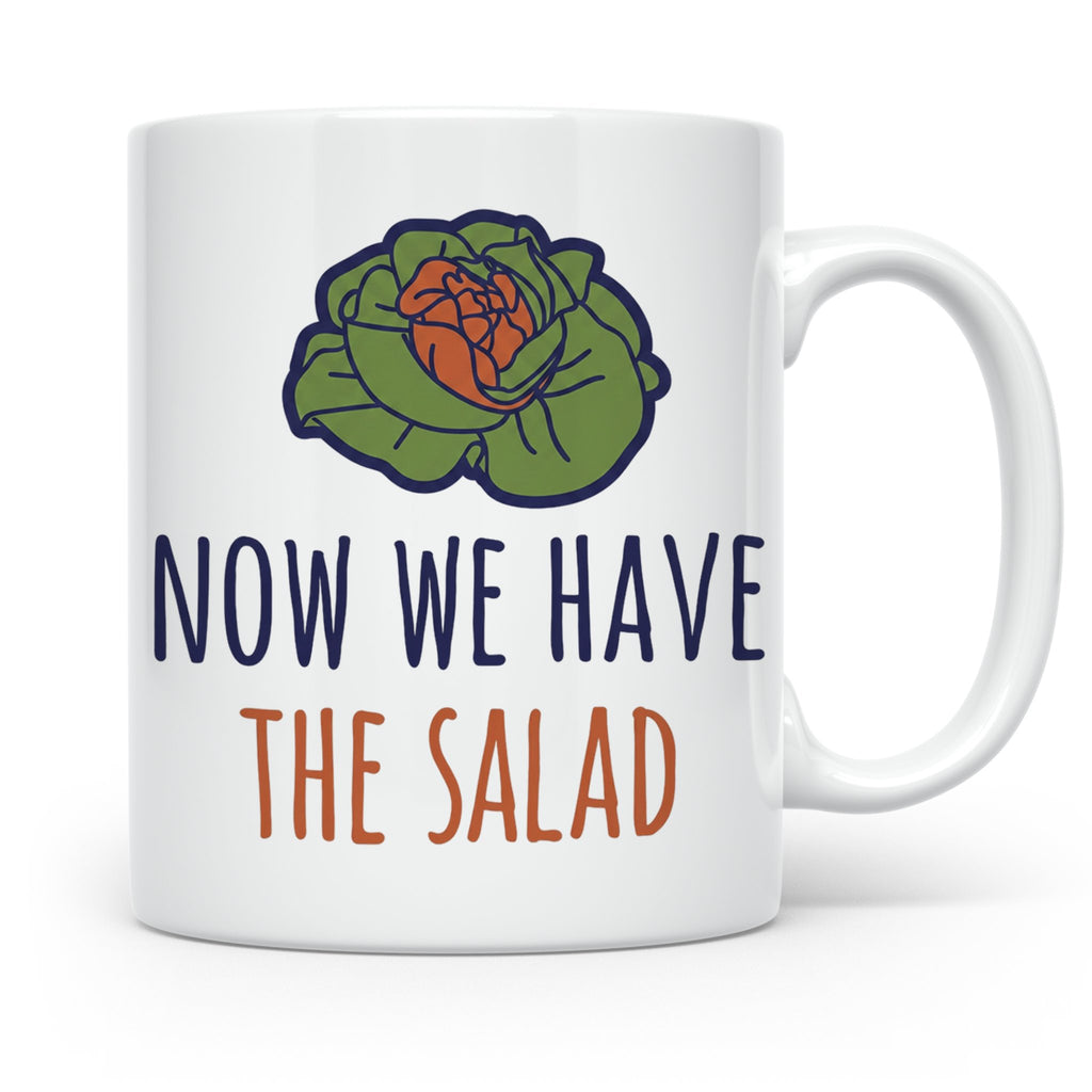 Denglish Tasse Now We Have The Salad, Spruch Da haben wir de – Weiß [farbe:weiß]