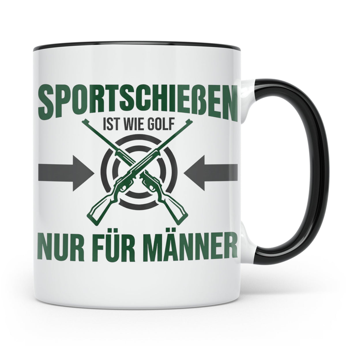 Sportschießen Tasse mit Spruch | Geschenk für Sportschütze,  – Schwarz [farbe:schwarz]