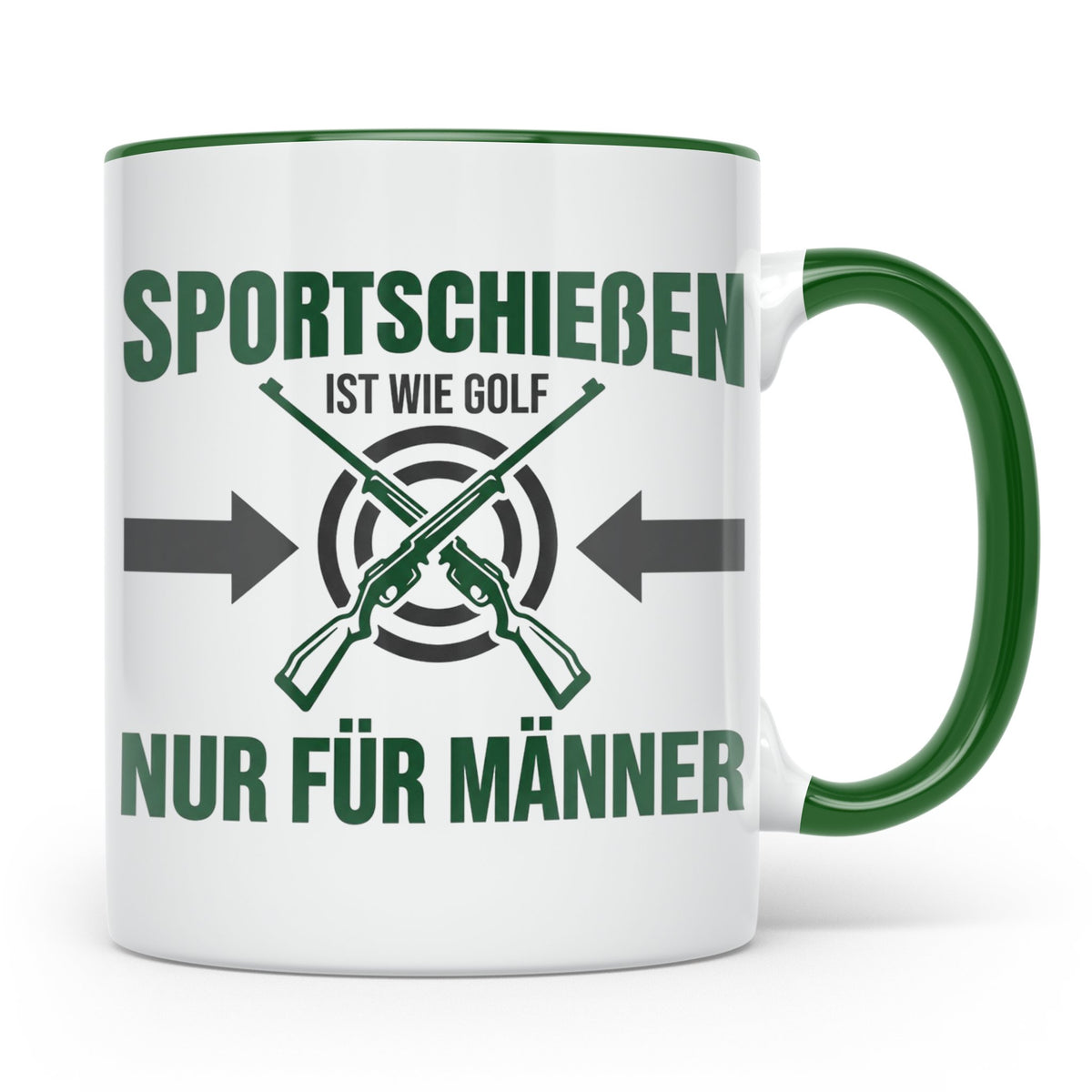 Sportschießen Tasse mit Spruch | Geschenk für Sportschütze,  – Grün [farbe:grün]