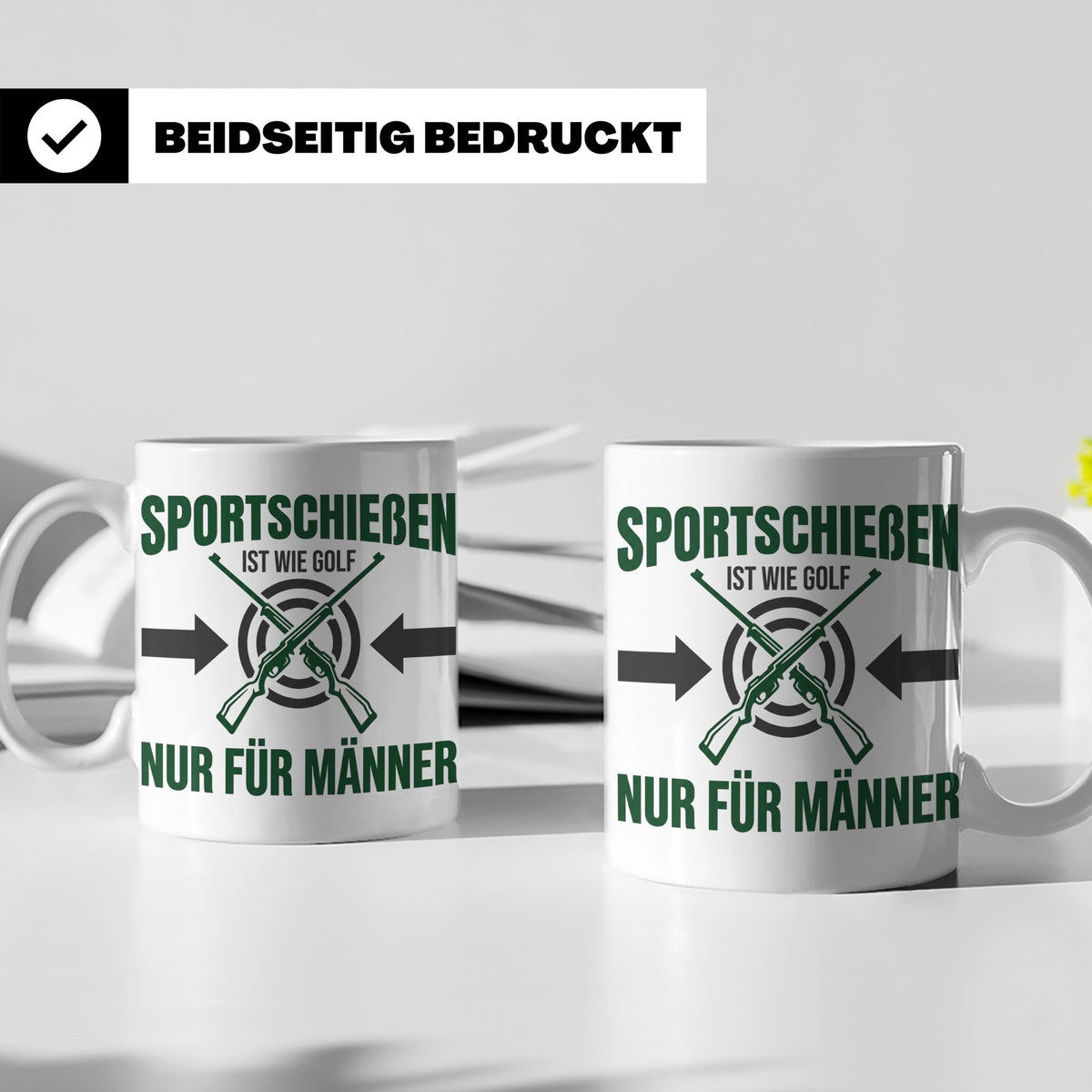 Sportschießen Tasse mit Spruch | Geschenk für Sportschütze,  – Weiß [farbe:weiß]