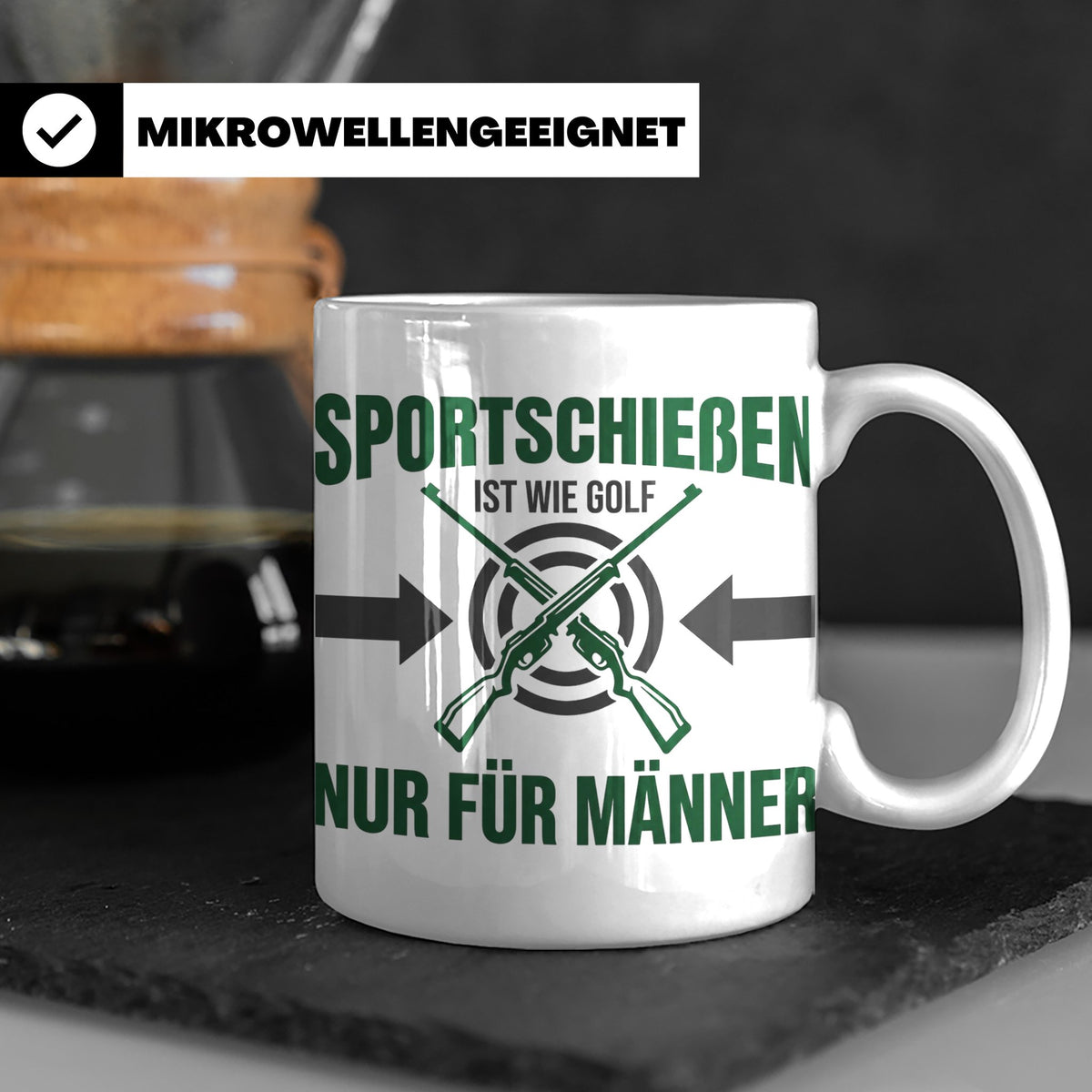 Sportschießen Tasse mit Spruch | Geschenk für Sportschütze,  – Weiß [farbe:weiß]