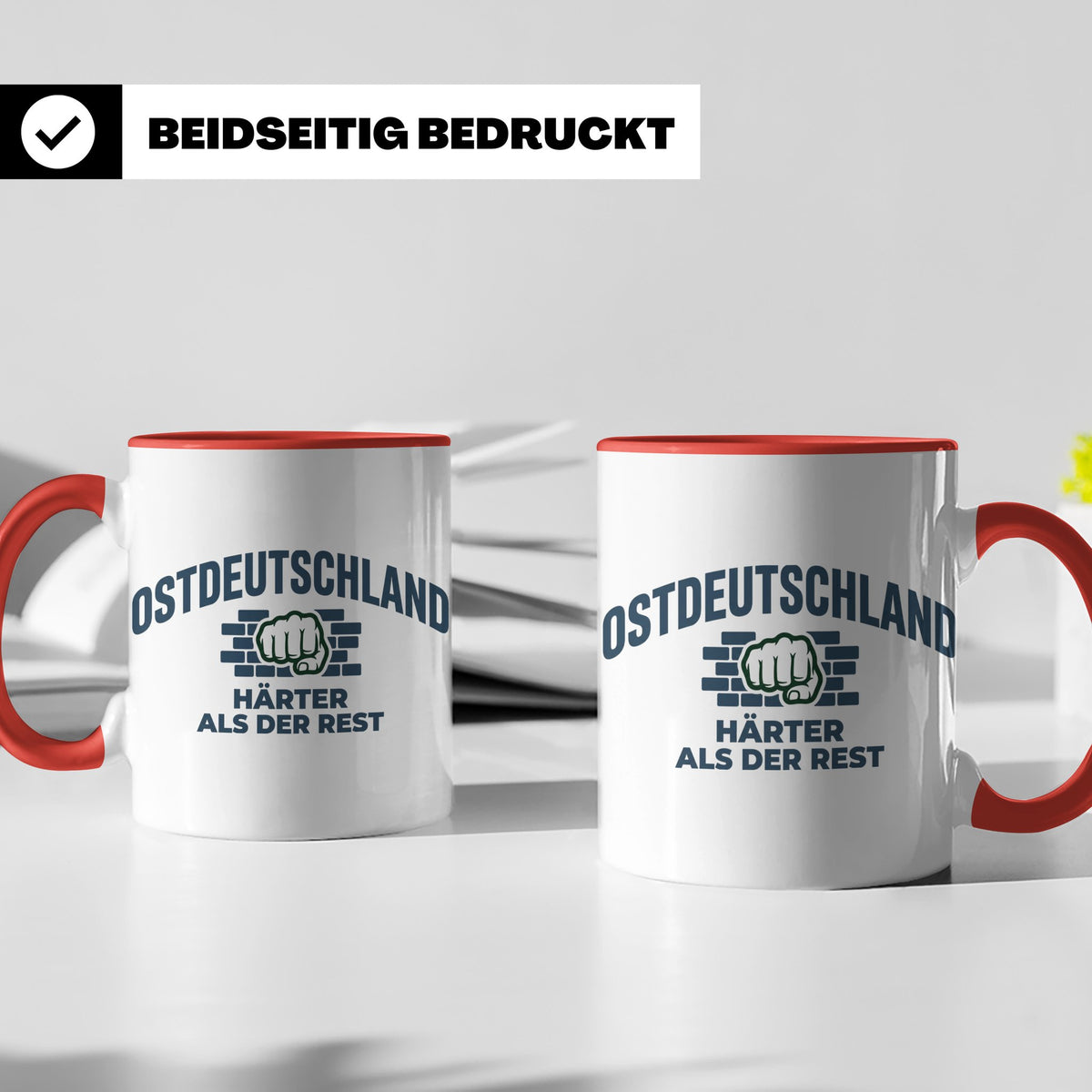 Ostdeutschland Tasse Härter als der Rest, Kaffeetasse mit DD – Rot [farbe:rot]