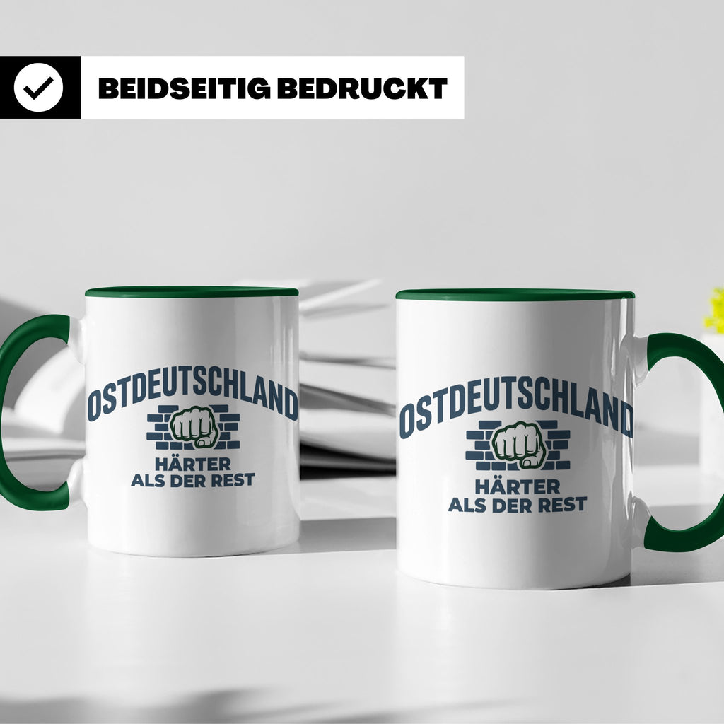 Ostdeutschland Tasse Härter als der Rest, Kaffeetasse mit DD – Grün [farbe:grün]