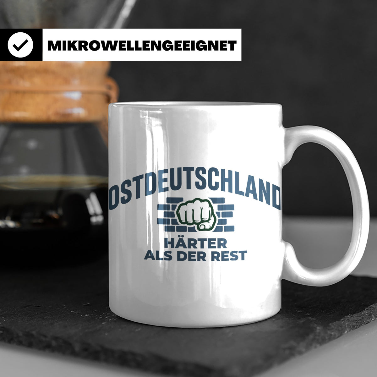 Ostdeutschland Tasse Härter als der Rest, Kaffeetasse mit DD – Weiß [farbe:weiß]