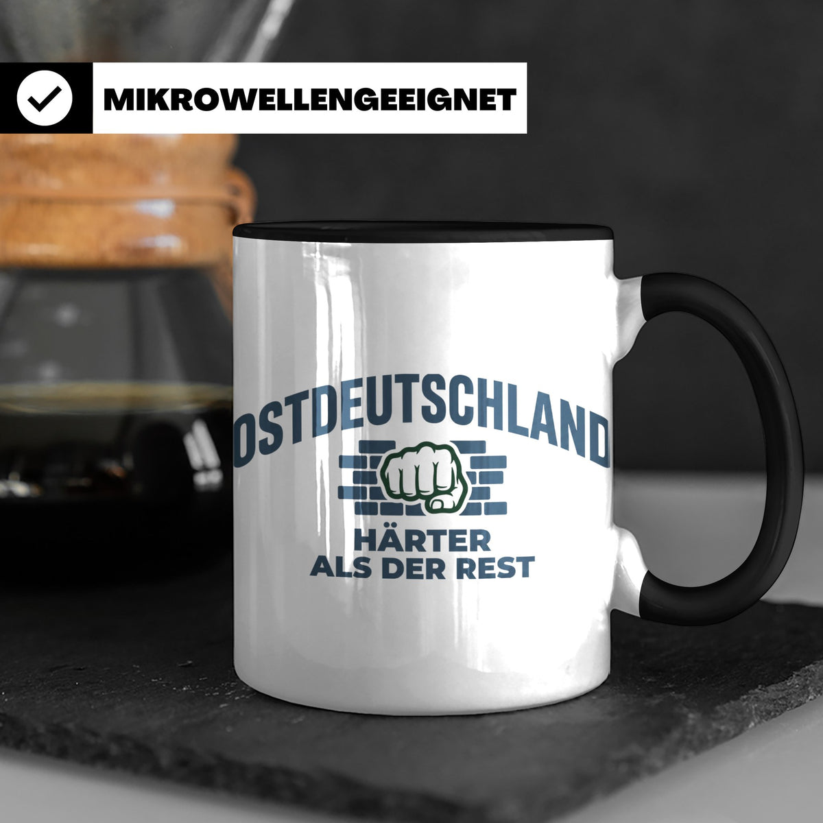Ostdeutschland Tasse Härter als der Rest, Kaffeetasse mit DD – Schwarz [farbe:schwarz]