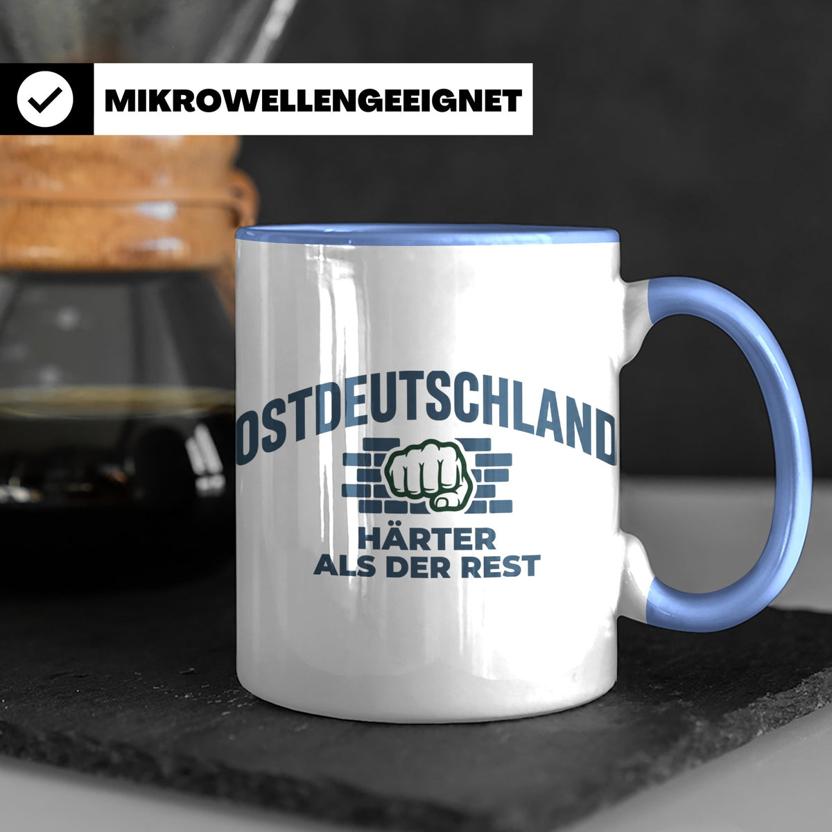 Ostdeutschland Tasse Härter als der Rest, Kaffeetasse mit DD – Blau [farbe:blau]