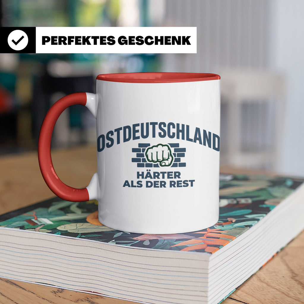 Ostdeutschland Tasse Härter als der Rest, Kaffeetasse mit DD – Rot [farbe:rot]