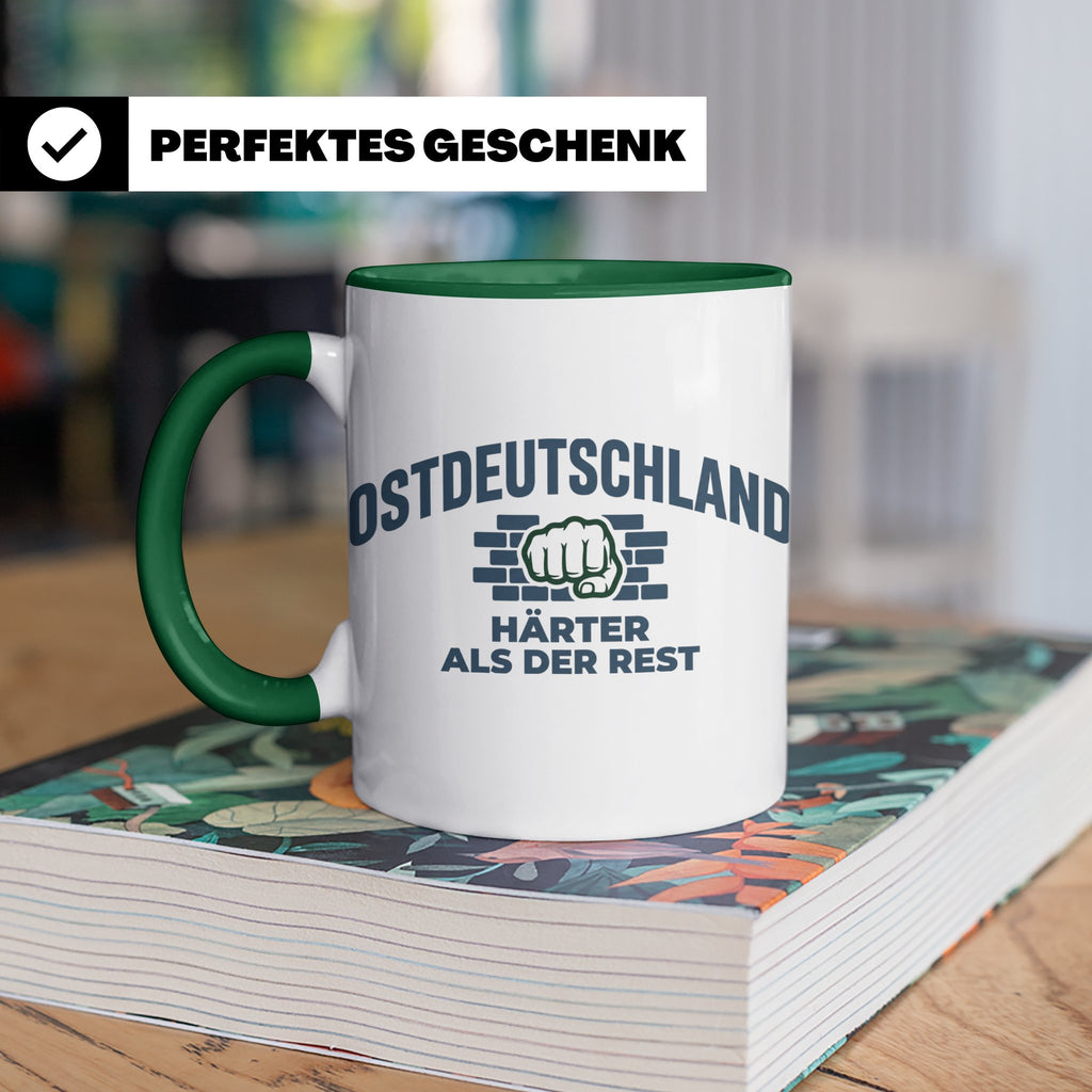 Ostdeutschland Tasse Härter als der Rest, Kaffeetasse mit DD – Grün [farbe:grün]