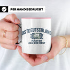 Ostdeutschland Tasse Härter als der Rest, Kaffeetasse mit DD – Rosa [farbe:rosa]