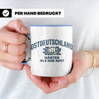 Ostdeutschland Tasse Härter als der Rest, Kaffeetasse mit DD – Blau [farbe:blau]