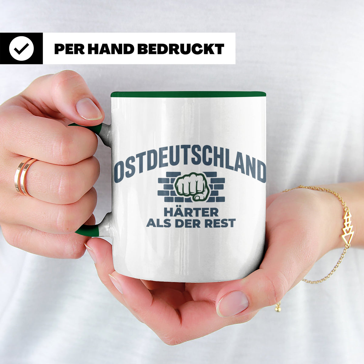 Ostdeutschland Tasse Härter als der Rest, Kaffeetasse mit DD – Grün [farbe:grün]