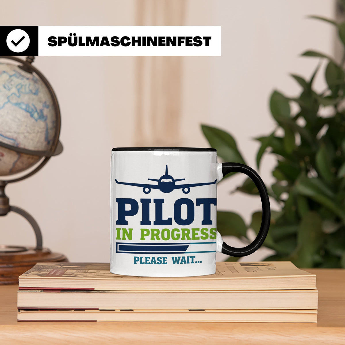 Pilot in Ausbildung Tasse lustiger Spruch Flugschüler Gesche – Schwarz [farbe:schwarz]