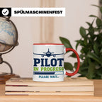 Pilot in Ausbildung Tasse lustiger Spruch Flugschüler Gesche – Rot [farbe:rot]