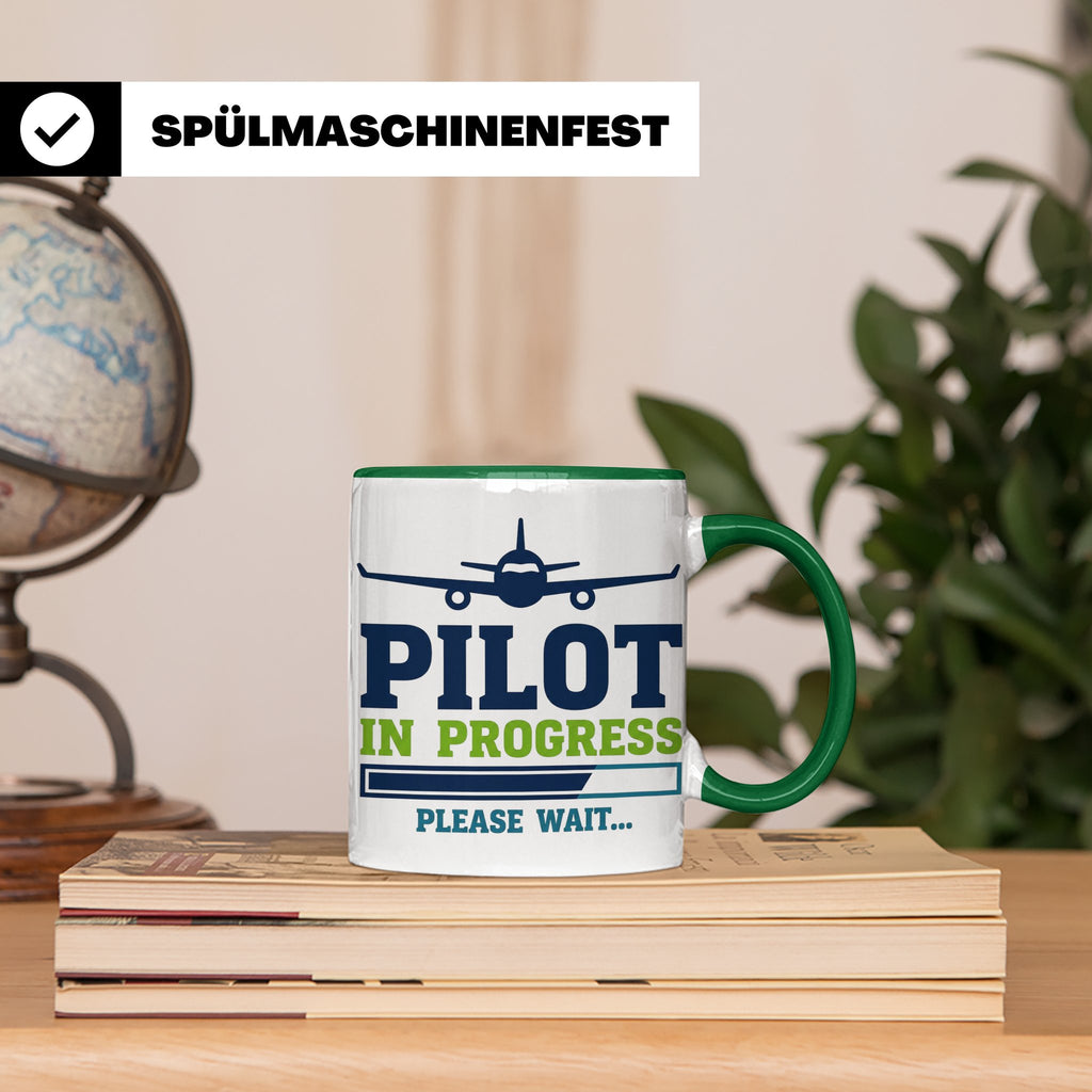 Pilot in Ausbildung Tasse lustiger Spruch Flugschüler Gesche – Grün [farbe:grün]