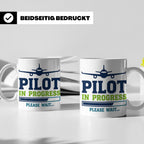 Pilot in Ausbildung Tasse lustiger Spruch Flugschüler Gesche – Weiß [farbe:weiß]