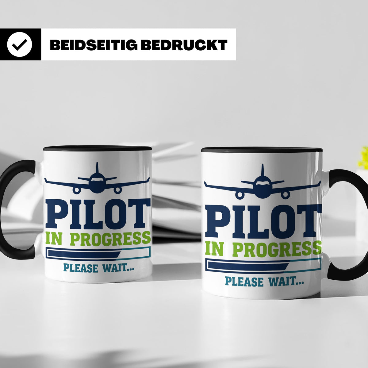 Pilot in Ausbildung Tasse lustiger Spruch Flugschüler Gesche – Schwarz [farbe:schwarz]