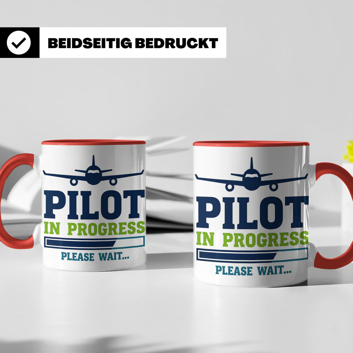 Pilot in Ausbildung Tasse lustiger Spruch Flugschüler Gesche – Rot [farbe:rot]