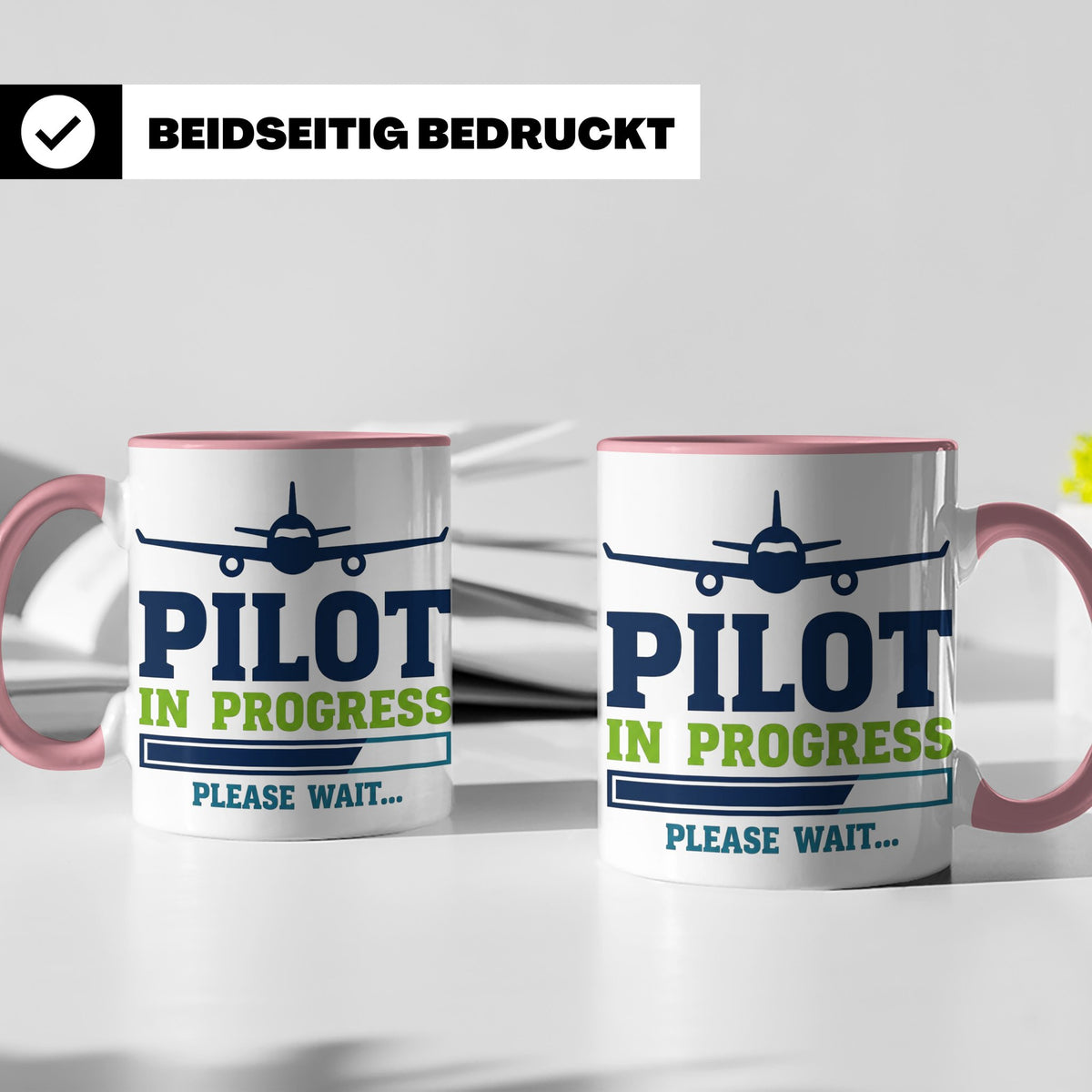 Pilot in Ausbildung Tasse lustiger Spruch Flugschüler Gesche – Rosa [farbe:rosa]
