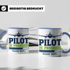 Pilot in Ausbildung Tasse lustiger Spruch Flugschüler Gesche – Blau [farbe:blau]