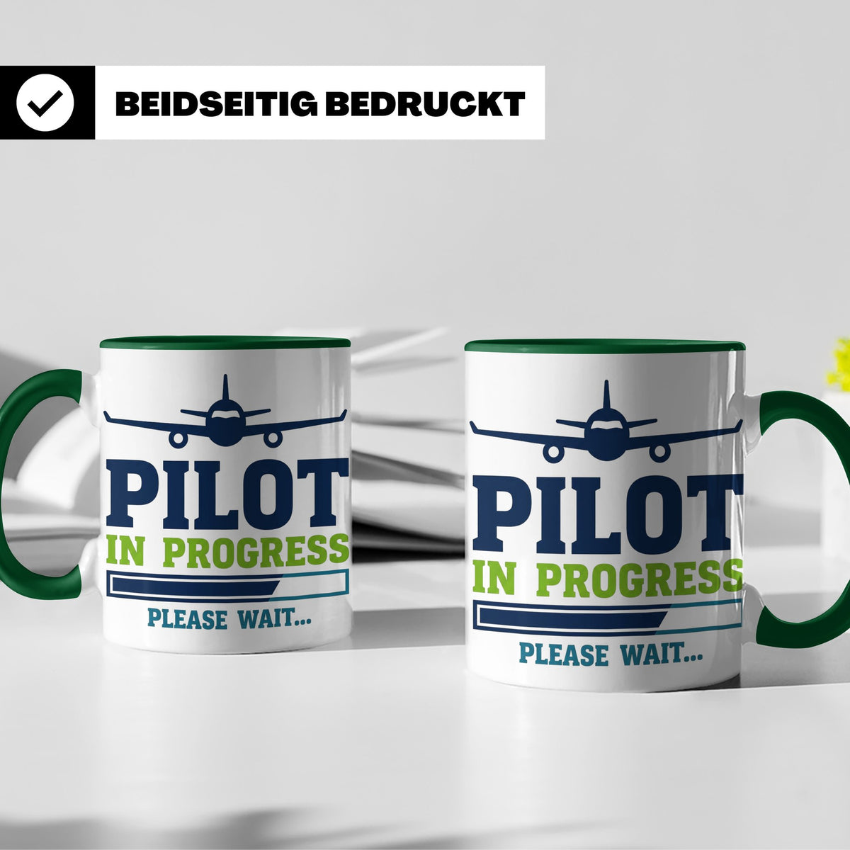 Pilot in Ausbildung Tasse lustiger Spruch Flugschüler Gesche – Grün [farbe:grün]