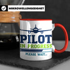 Pilot in Ausbildung Tasse lustiger Spruch Flugschüler Gesche – Rot [farbe:rot]