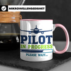 Pilot in Ausbildung Tasse lustiger Spruch Flugschüler Gesche – Rosa [farbe:rosa]