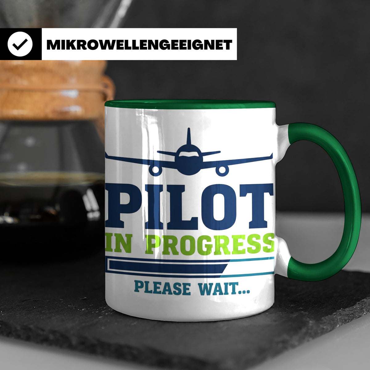 Pilot in Ausbildung Tasse lustiger Spruch Flugschüler Gesche – Grün [farbe:grün]