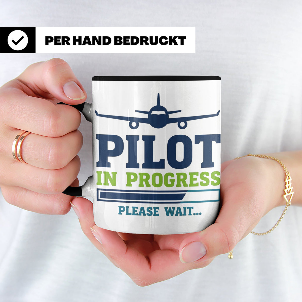 Pilot in Ausbildung Tasse lustiger Spruch Flugschüler Gesche – Schwarz [farbe:schwarz]