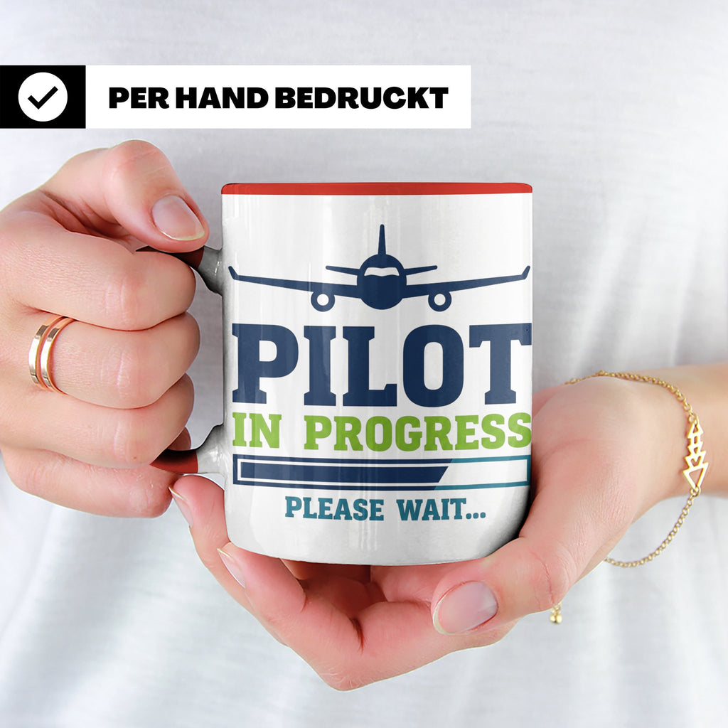 Pilot in Ausbildung Tasse lustiger Spruch Flugschüler Gesche – Rot [farbe:rot]