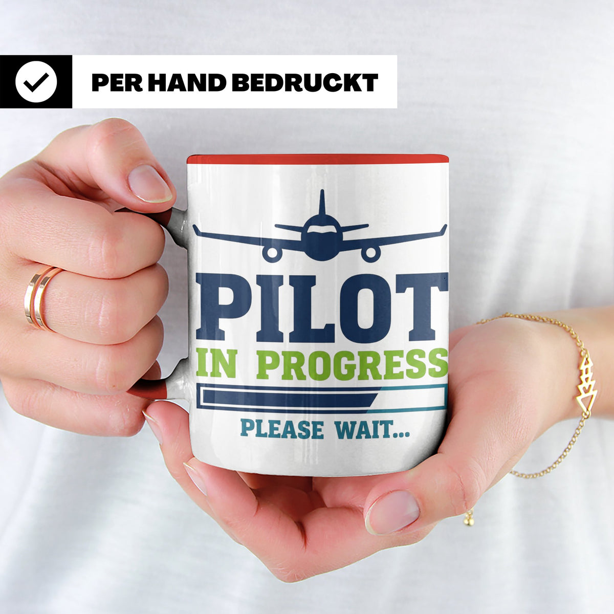 Pilot in Ausbildung Tasse lustiger Spruch Flugschüler Gesche – Rot [farbe:rot]