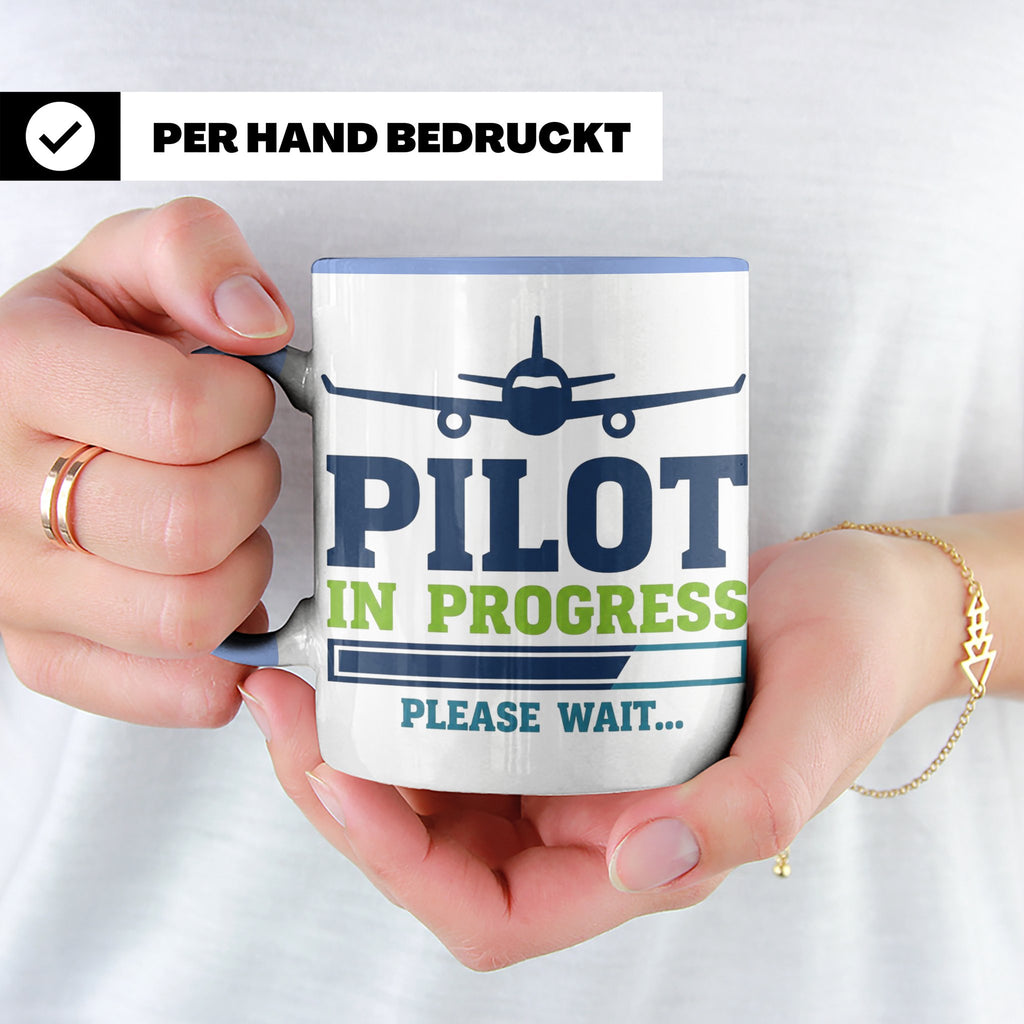 Pilot in Ausbildung Tasse lustiger Spruch Flugschüler Gesche – Blau [farbe:blau]